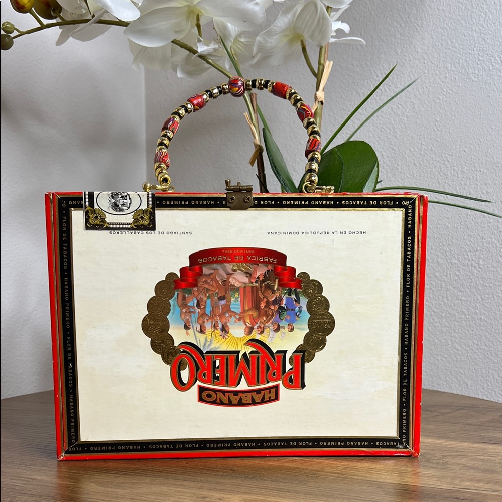 Handmade Cigar Box Purse | Habano Primero | Beaded Handle OOAK